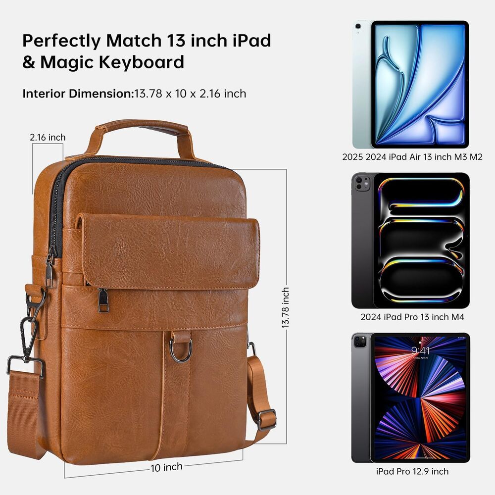 Sheingbeier 13" iPad Leather Carrying Bag Shoulder Sleeve Case Brown New